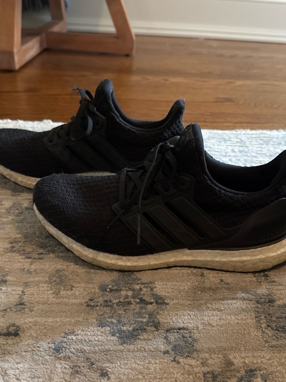 adidas Black Knit Running Sneakers with White Sole